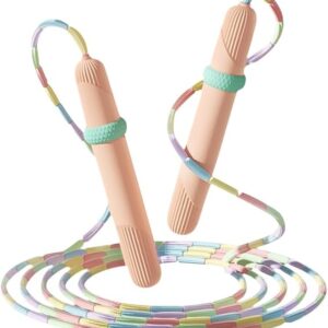 Beaded Jump Rope 2 Pack,  Segmented Skipping Rope for Kids Adults, Adjustable Tangle-Free Toddler Jumping Rope for Fitness Exercise Training