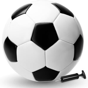 Soccer Ball with Pump - Single, 2 or 3 Pack - Official Size & Weight - Classic Indoor Outdoor Soccer Long-Lasting - Ideal Gift for Toddler Kids Boys Girls Youth Adult