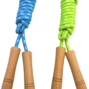 Cotton Jump Rope for Kids - Wooden Handle - Adjustable Cotton Braided Fitness Skipping Rope - Outdoor Fun Activity, Great Party Favor, Exercise Activity, Pack of 2