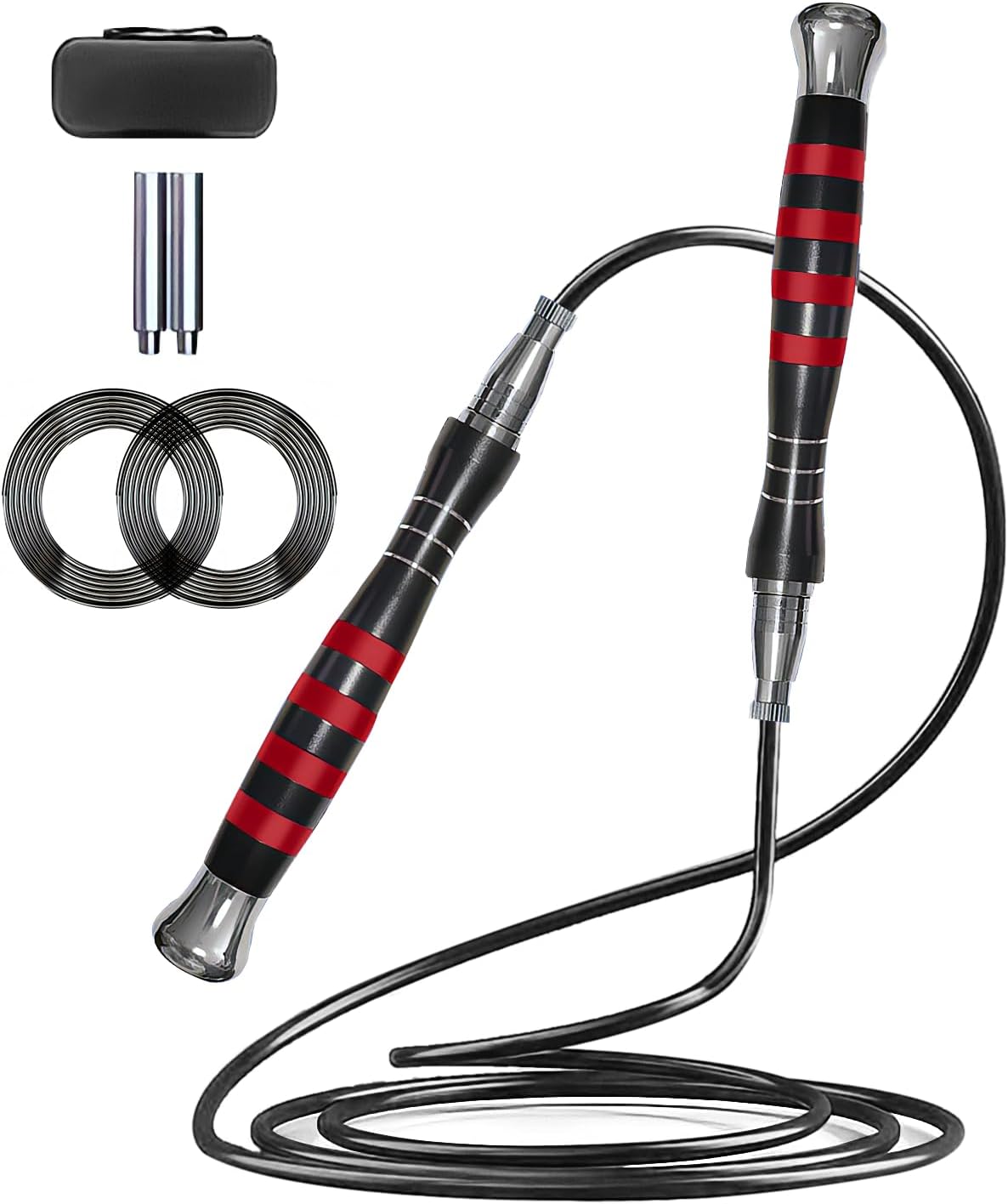 Speed Jump Rope, Double Under Jumping Rope, Aluminium Handle Skipping Rope for Self-Locking Which is Easy to Adjust Length, Removable Weight, Boxing Fitness Training for Men Women