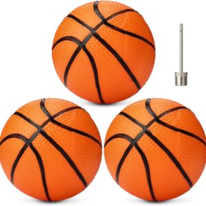 7-Inch Mini Basketballs (Set of 3) with Ball Pump Needles - Inflatable Toy Balls for Kids, Teens, Adults - Indoor/Outdoor Sports, Summer Beach, Pool, Party Games - Orange Colors