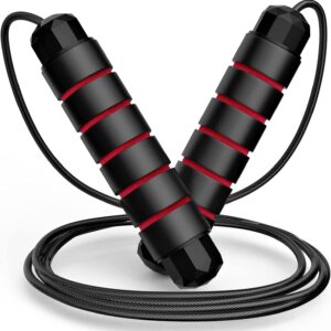 Jump Rope, Jump Rope with Adjustable Foam Handle, Tangle Free Quick Jump Rope with Ball Bearings for Fitness, Suitable for Fitness, Home Workout and Slim Body, Black, 1 Pack