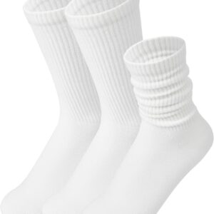 Womens Cozy Crew Socks Cotton Slouch Socks Casual Calf Socks Trouser Dress Socks Boot Socks 3 pairs
