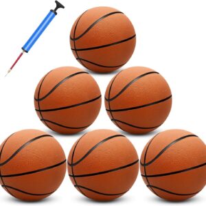 6 Pack 29.5" Official Size 7 Basketball Balls Inflatable with Pump for Men and Women for Outdoor, Indoor or Training