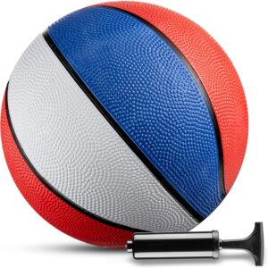 Rubber Mini Basketball - 7 Inch, Size 3 - Mini Hoop Outdoor Kids Basketball Set for Small Hoops Indoor & Outdoor Pool Parties - Kid Birthday Gifts, Arcade Games, Red White & Blue (1-Pack)