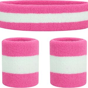 Sweatbands Set Headband Wristbands Neon Sports Fitness 80s Costumes Accessories 80s Workout Outfit for Men Women